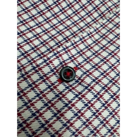 Hammer Made Men Shirt 17 43 Flip Cuff Long Sleeve Button Up Red White Blue - Picture 10 of 10